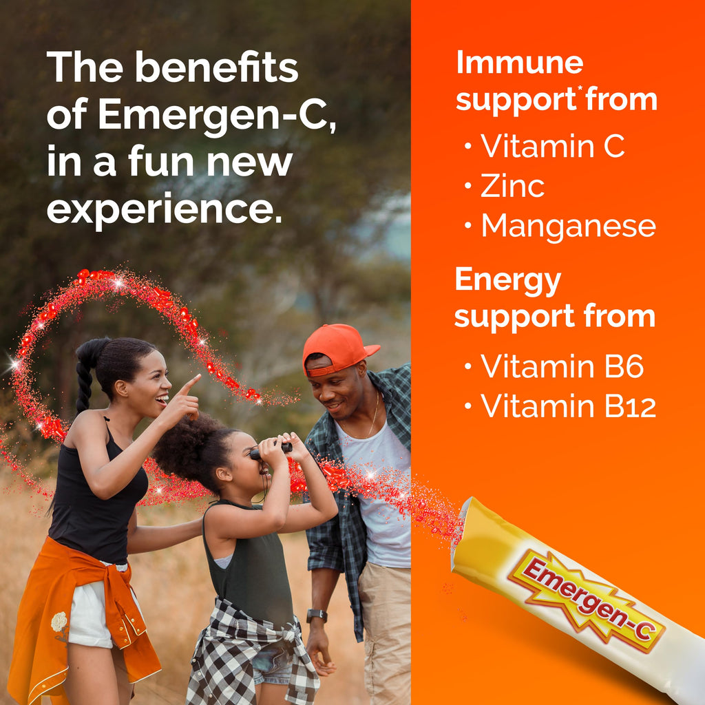 Emergen-C Kidz Vitamin C 250mg Crystals, Strawberry, 56 Packets | No Water Needed, B Vitamins for Energy, Zinc and Manganese, Easy Pouch Format, Kids Crystals