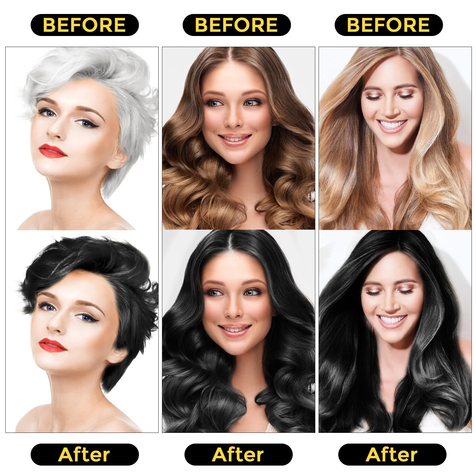Sminktec Hair Dye Shampoo 3 in 1 for Gray Hair, Herbal Ingredients Natural Shampoo Hair Dye for Women Men (Black)