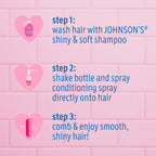 Johnson's Kids Shiny & Soft Hair Conditioning Spray with Argan Oil & Silk Proteins, Tear-Free Conditioning Spray for Shine & Softness, Gentle for Toddler Haircare, 10 fl. oz (Pack of 2)
