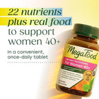 MegaFood One Daily Multivitamin for Women 40+ with 22 Nutrients, 90 Tablets | Immune Support, Cellular Energy, Muscle & Bone Health, Methylated B12, Methylfolate, Vitamin D3, C and Zinc, 90 Servings