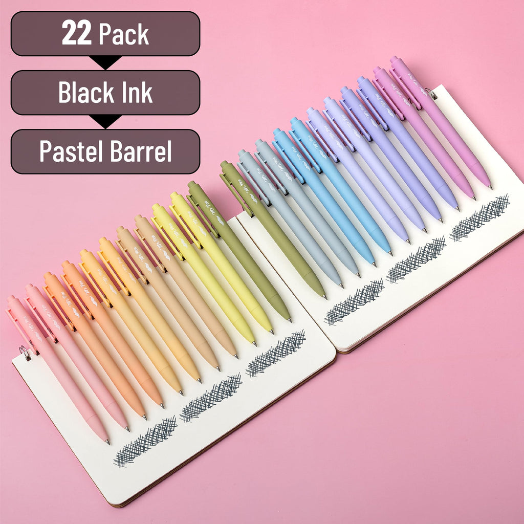 Mr. Pen- Retractable Gel Pens, 22 Pack, Black Ink, Mild Pastel Barrel