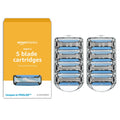 Amazon Basics 5-Blade MotionSphere Razor Blade Refills for Men's Shave, with Dual Lubrication and Precision Beard Trimmer, 8 Cartridges (Fits Amazon Basics Razor Handles only) (Previously Solimo)