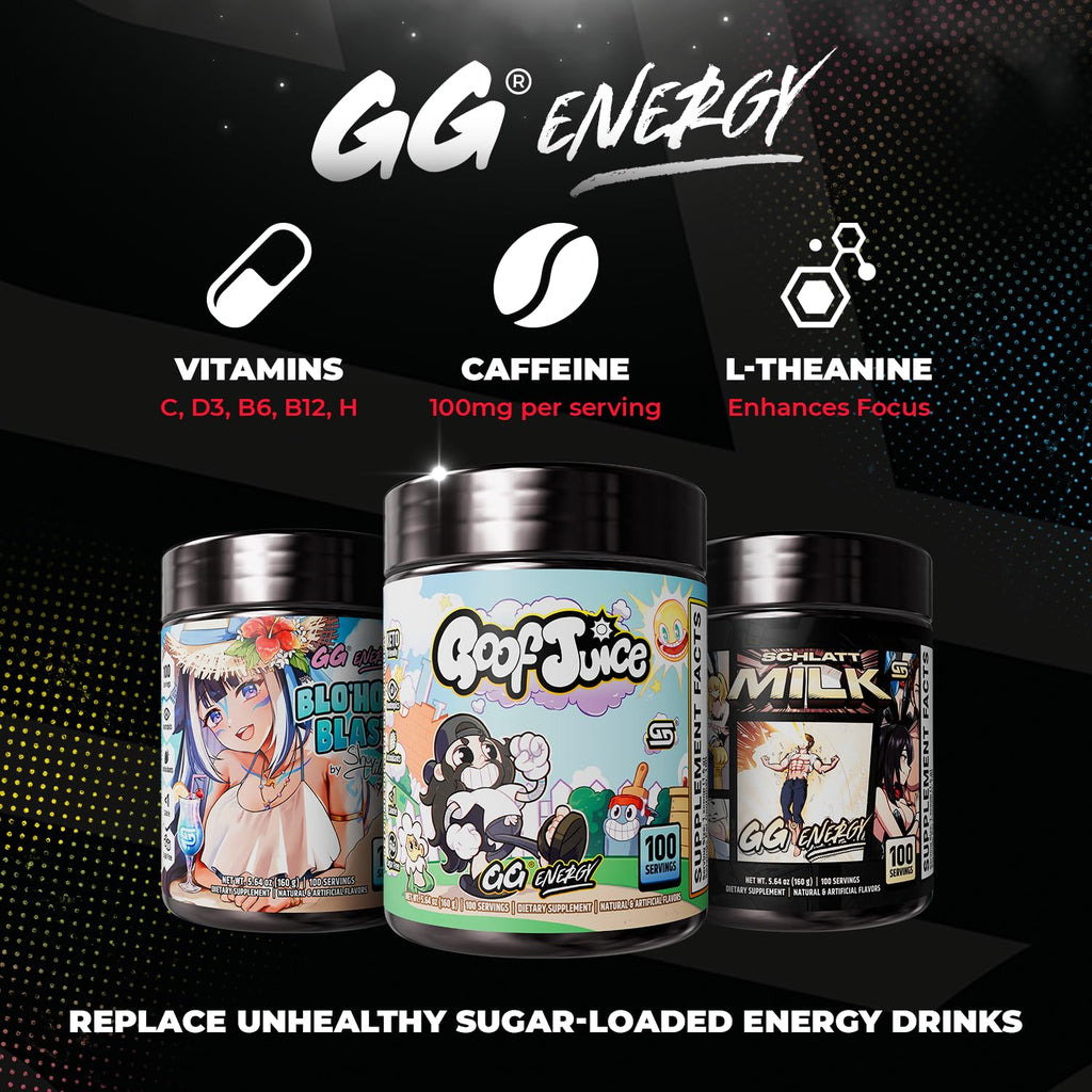 Gamer Supps GG Energy - Goof Juice by MoistCr1TiKaL (100 Servings) - Keto Friendly Gaming Energy and Nootropic Blend, Sugar Free + Caffeine + Vitamins + Immune Support, Powder Drink