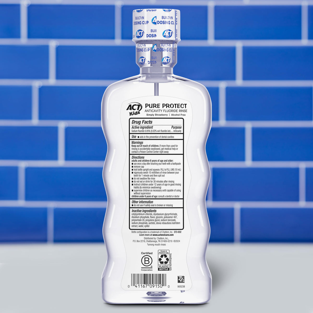 ACT Kids Pure Protect Anticavity Mouthwash, Simply Strawberry, 16.9 fl. oz.