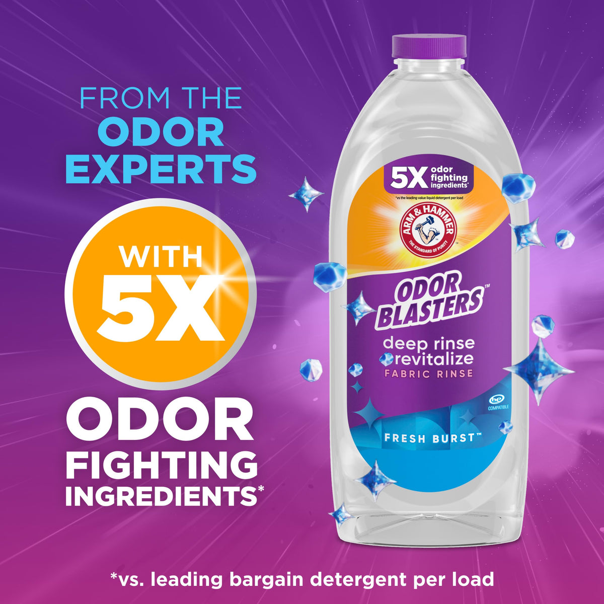 ARM & HAMMER Odor Blasters Fabric Rinse, Fresh Burst Scent, 50 Fl Oz