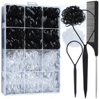 YGDZ Elastic Hair Ties, 1500 PCS Clear Rubber Bands for Hair, Black Hair Ties, Mini Elastics Bands, Ponytail Holders, Christmas Stuffers Xmas Gift, Hair Accessories for Girl, Toddler, Kids, Women