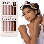 Kitsch Satin Flexi Rods Heatless Curling Rod - 6 pcs, Rosewood | Flexi Rod for Heatless Curl Overnight for Women, Comfortable Hair Curlers to Sleep In for Frizz-Free, No Heat Damage Styling