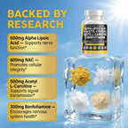 Alpha Lipoic Acid 600mg N-Acetyl Cysteine 600mg Acetyl L-Carnitine 500mg Benfotiamine 300mg - Nerve Support Supplement for Women and Men with Vitamin B1 B6 & B12 - Made in USA 90 Caps