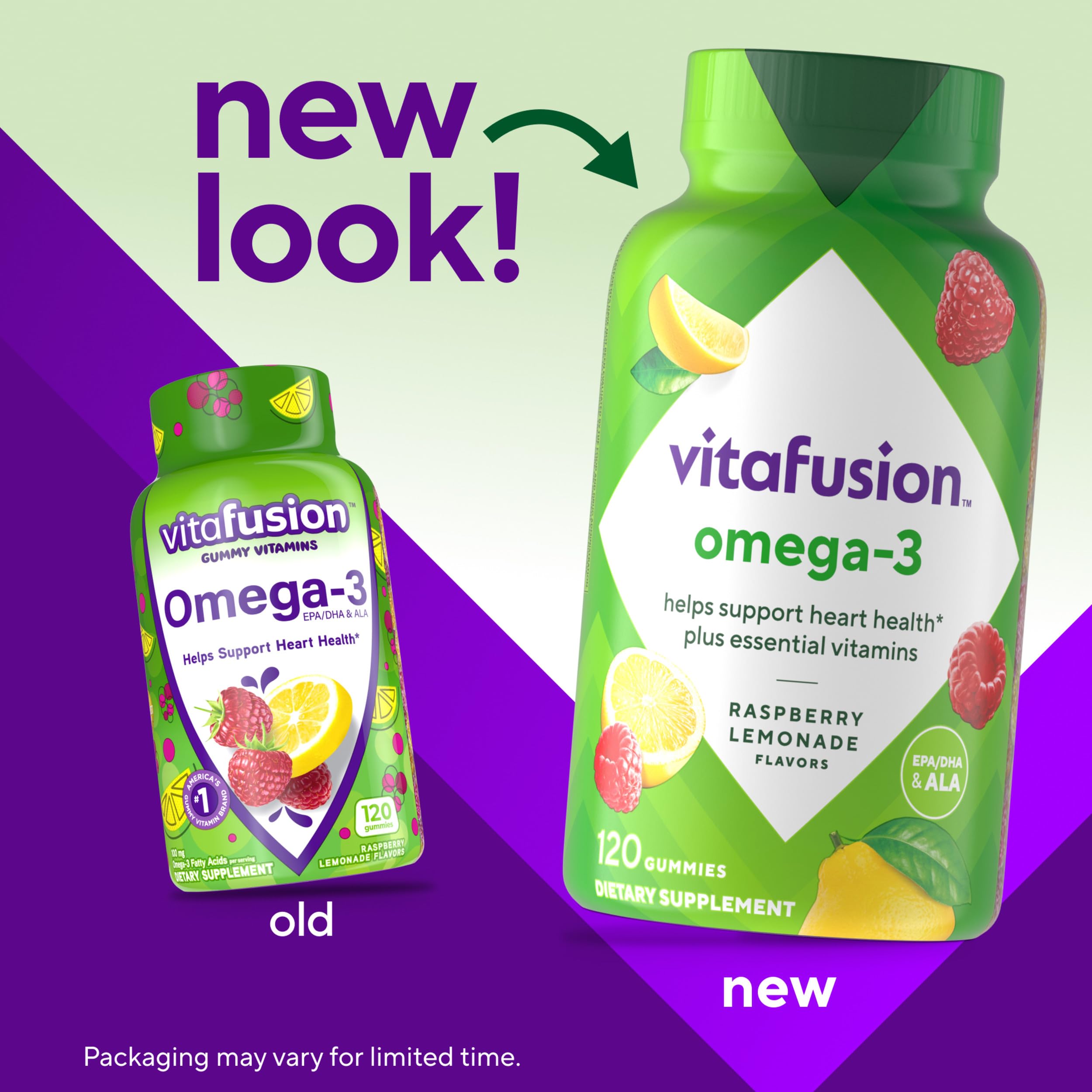 Buy now Vitafusion Omega-3 Gummy Vitamins, Berry Lemonade Flavored, Heart Health Vitamins(1) With Omega 3 EPA/DHA and Vitamins A, C, D and E, Americaâ€™s Number 1 Vitamin Brand, 60 Day Supply, 120 Count at indiglob india