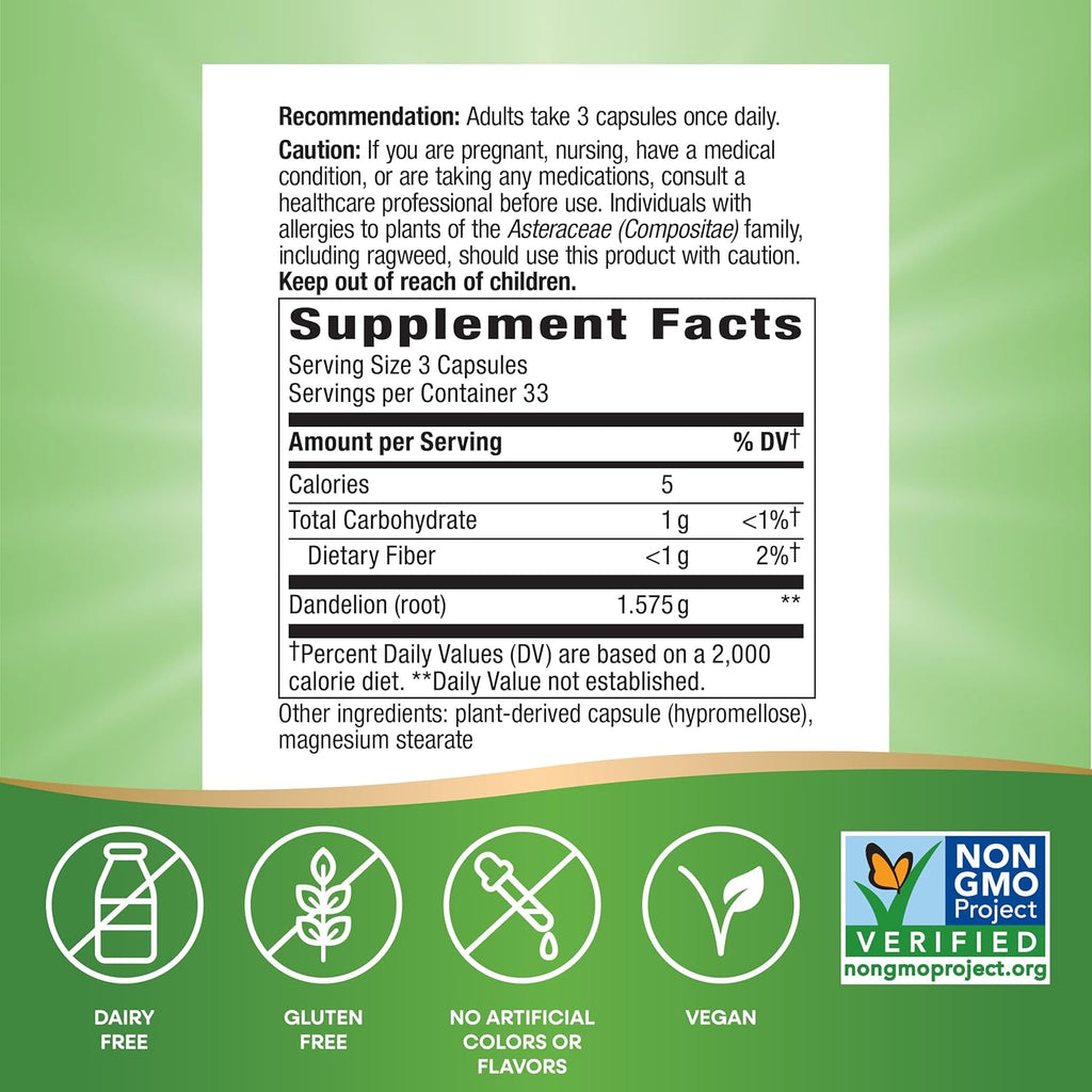 Buy now Nature's Way Dandelion Root, Traditional Diuretic Herb*, Vegan Dandelion Root Capsules, 100 Count (Packaging May Vary) at indiglob india