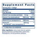 Life Extension Super K, Vitamin K Supplement, 2000 Mcg Vitamin K and 1180 Mcg Vitamin K2, Heart Health, Once-Daily, 90 Softgels | Vitamin K1, K2 MK-7 & K2 MK-4 for Heart & Arterial Health and Calcium Balance; 3-Month Supply, 1 Daily, Gluten-Free & Non-GMO