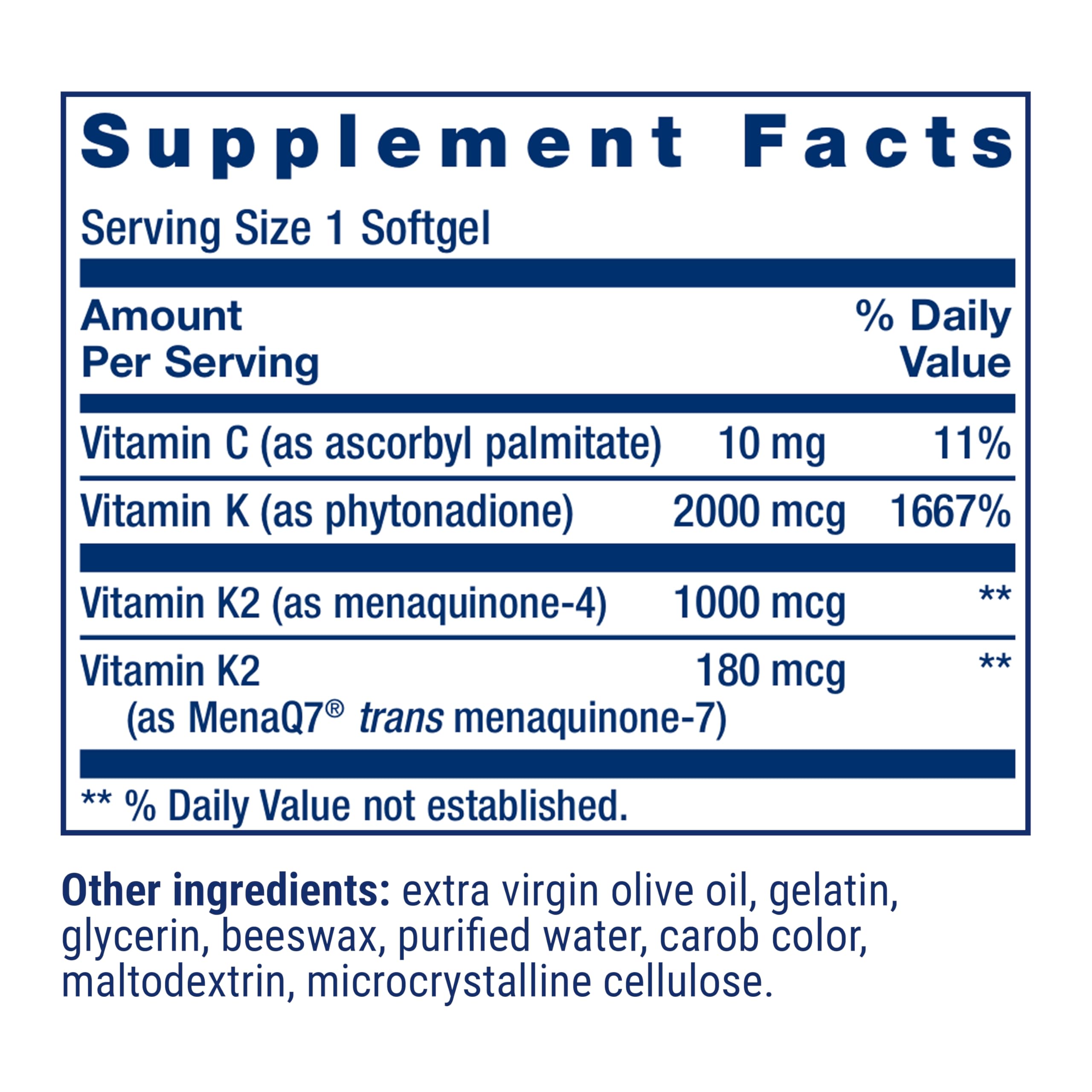 Life Extension Super K, Vitamin K Supplement, 2000 Mcg Vitamin K and 1180 Mcg Vitamin K2, Heart Health, Once-Daily, 90 Softgels | Vitamin K1, K2 MK-7 & K2 MK-4 for Heart & Arterial Health and Calcium Balance; 3-Month Supply, 1 Daily, Gluten-Free & Non-GMO