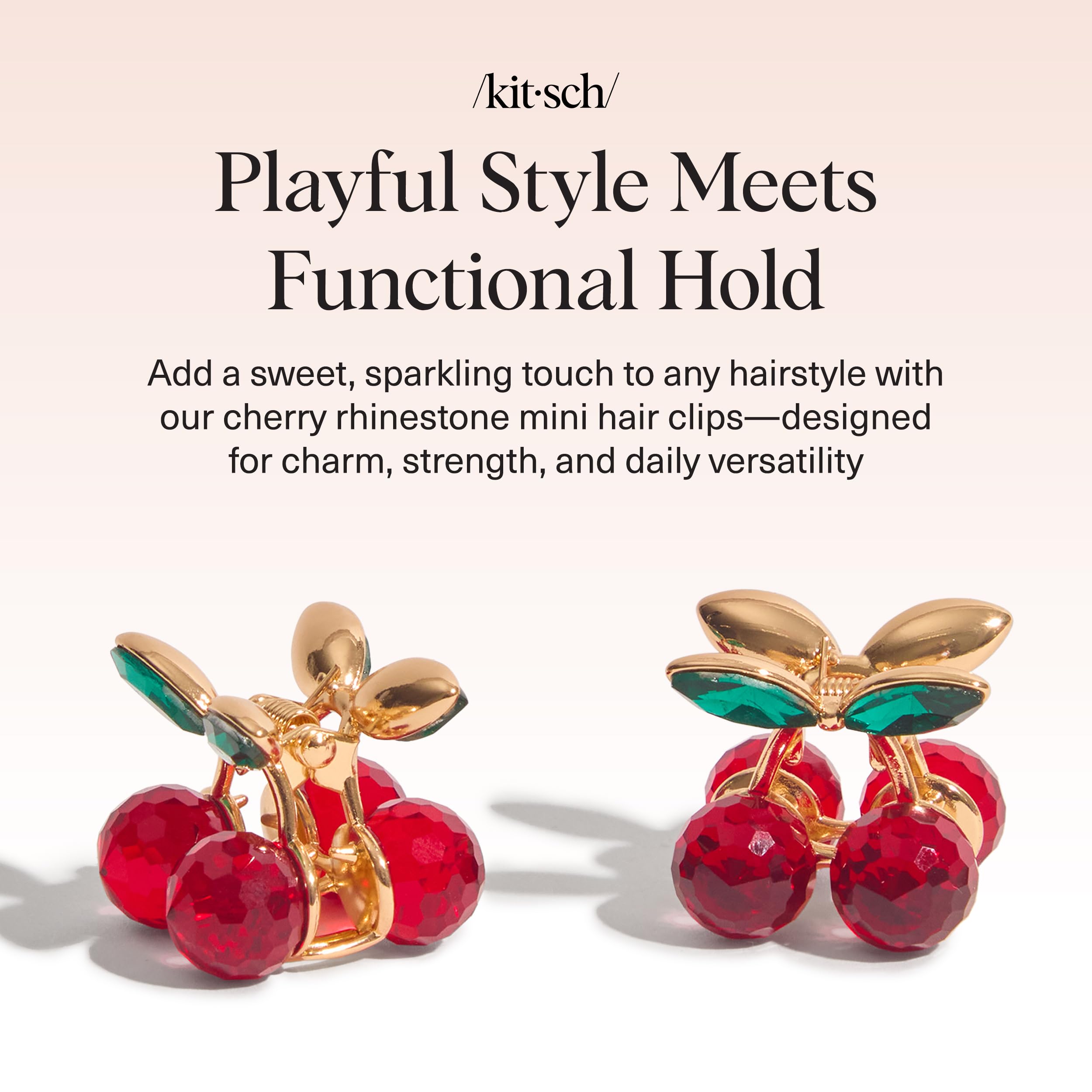 Buy now Kitsch Cherry Small Hair Clips for Women â€“ Rhinestones Small Claw Clips | Electroplated Metal Springs and Anti-Rust Finish | Strong Hold for Updo and Cute Half Up Styles | Ideal Gifts for Women - 2pcs at indiglob india