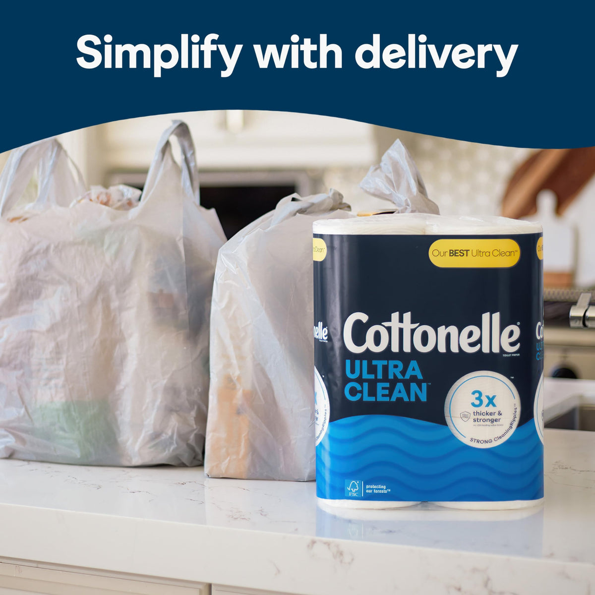 Cottonelle Ultra Clean Toilet Paper, 4 Mega Rolls = 16 Regular Rolls, Packaging May Vary