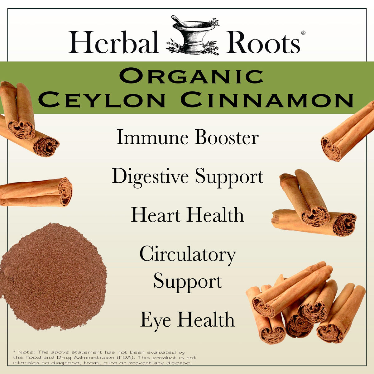 Herbal Roots Organic Ceylon Cinnamon Capsules, USDA Certified Organic, Circulatory Support, 60 Vegan Capsules