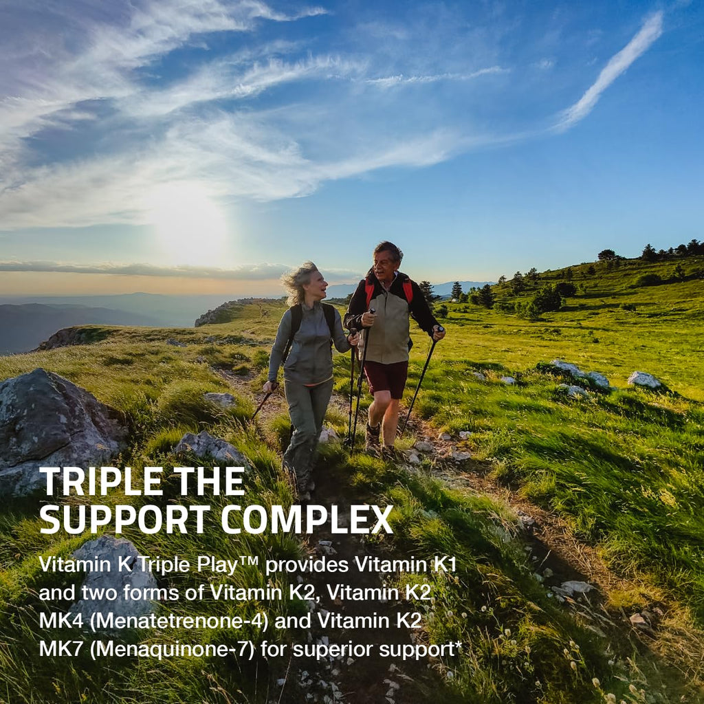 Bronson Vitamin K Triple Play Full Spectrum K1 & K2 MK-4/MK-7, 180 Capsules | 550 mcg Total Vitamin K: 100 mcg K1 + 450 mcg K2, Strong Bone Support, Non-GMO & Gluten-Free