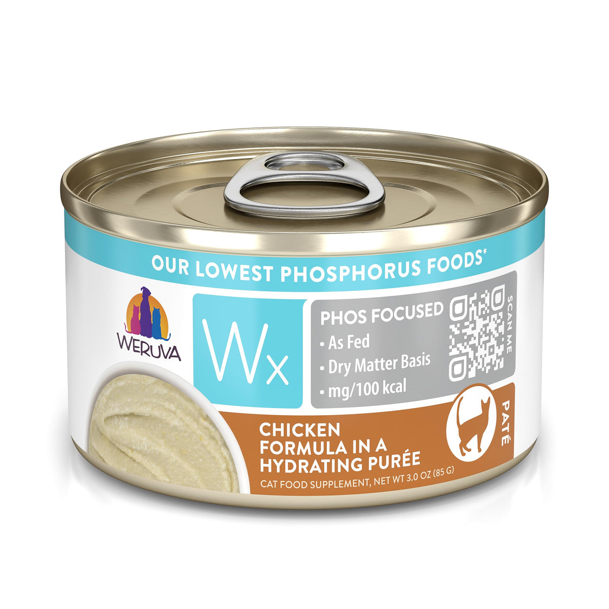 Weruva Wx Phos Focused, Chicken Formula in a Hydrating Purée, 3oz Can, Pack of 12