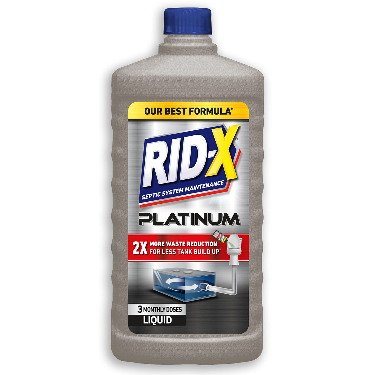 Rid-X Septic Tank Treatment Platinum, Liquid Formula, 3 Months' supply