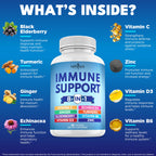 8 in 1 Immune Support Booster Supplement with Echinacea, Vitamin C and Zinc 50mg, Vitamin D 5000 IU, Turmeric Curcumin & Ginger, B6, Elderberry (8 in 1 Capsules (Pack of 3))