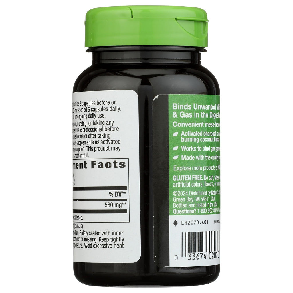 Nature's Way Activated Charcoal - Charcoal Supplement that Binds Unwanted Materials & Gas* - Alternative to Powder - Gluten-Free & Dairy-Free - 100 Count