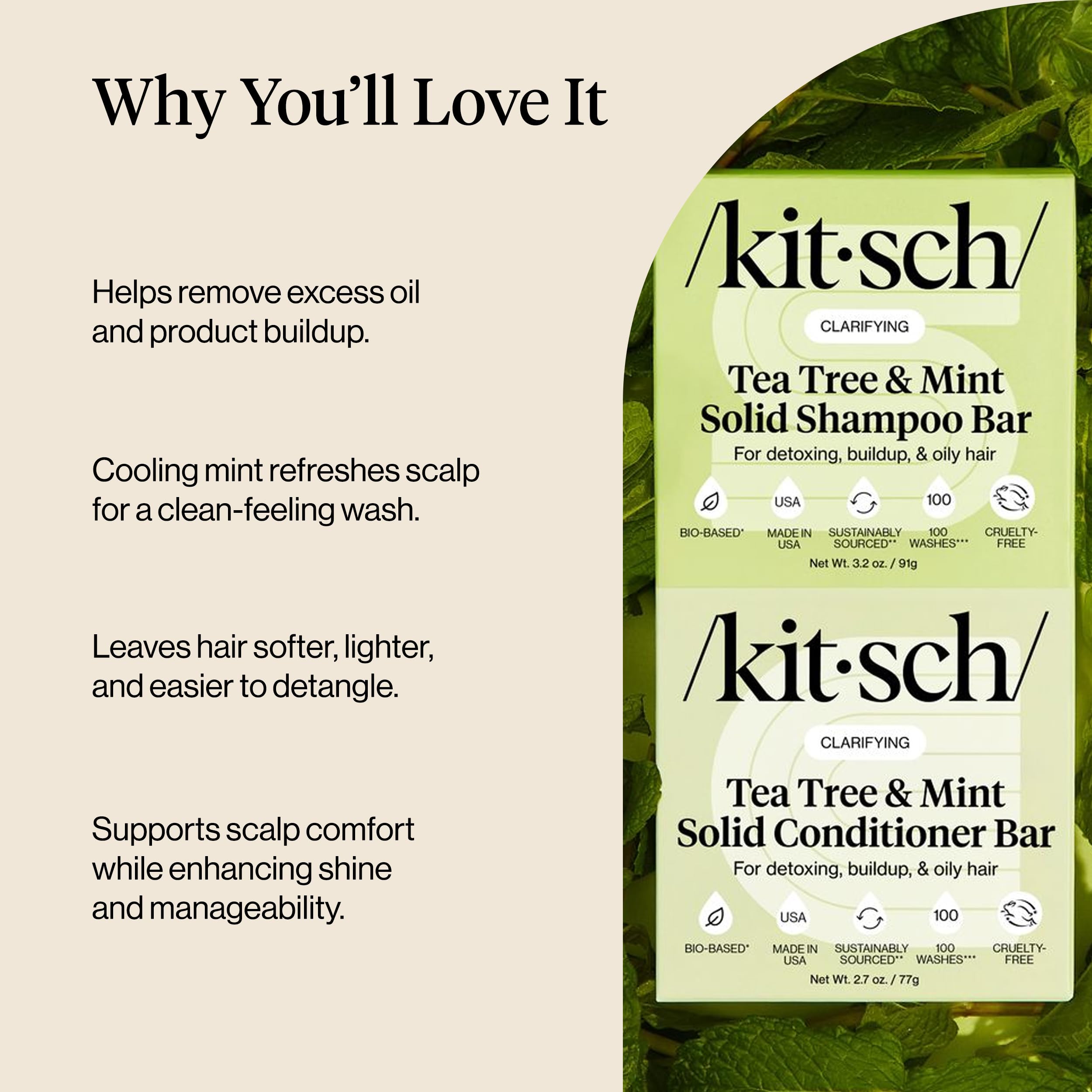 Buy now Kitsch Clarifying Tea Tree Shampoo and Conditioner Set â€“ Shampoo & Conditioner Bar for Women and Men, Scalp & Oil Control Hair Care â€“ Free of Paraben, Sulfate & Silicone â€“ Made in USA - 2 pcs at indiglob india