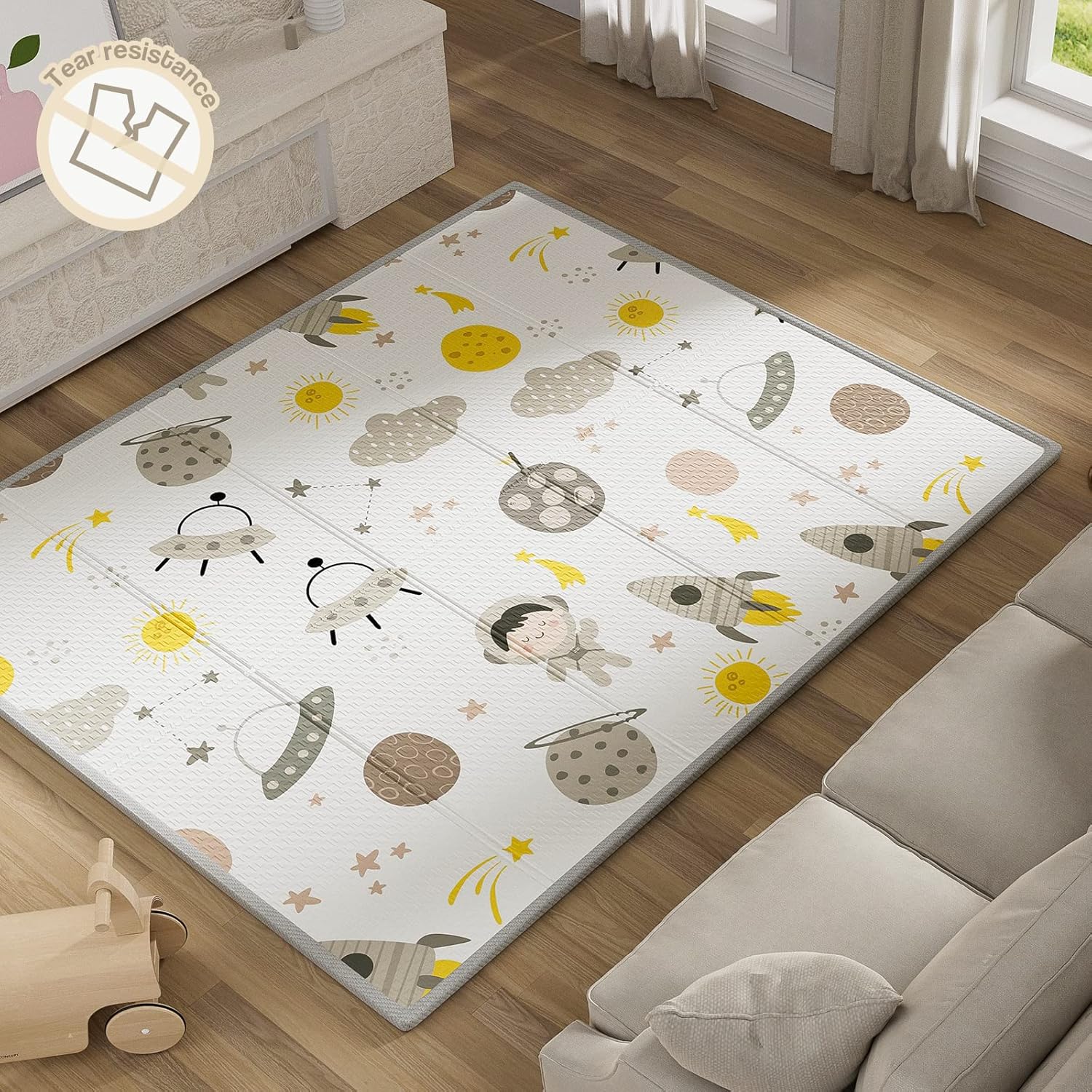 Buy now UANLAUO Foldable Baby Play Mat, Extra Large Waterproof Activity Playmats for Babies,Toddlers, Infants, Play & Tummy Time, Foam Baby Mat for Floor with Travel Bag (Cloud(71x59x0.4inch)) 71x59x0.4 Inch Astronaut at indiglob india