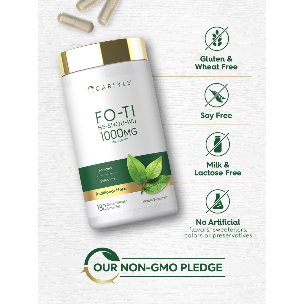 Carlyle Fo-Ti Supplement | 180 Capsules | He-Shou-Wu Root Extract