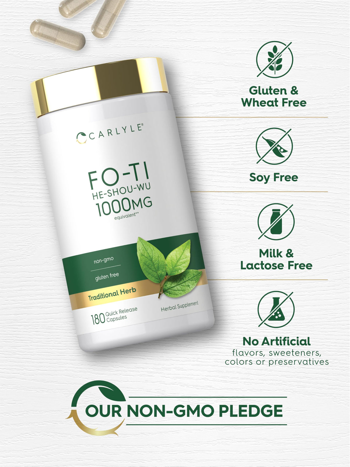 Carlyle Fo-Ti Supplement | 180 Capsules | He-Shou-Wu Root Extract