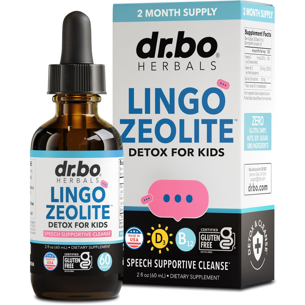 Zeolite Detox for Kids Lingo Drops - Natural Lingo Zeolite Drops for Kids Methylated B12 & D3 Advanced Clinoptilolite - Pure Extra Clinoptilolite Leap Liquid Detox Body Cleanse Supplement Ages 3+, 2oz