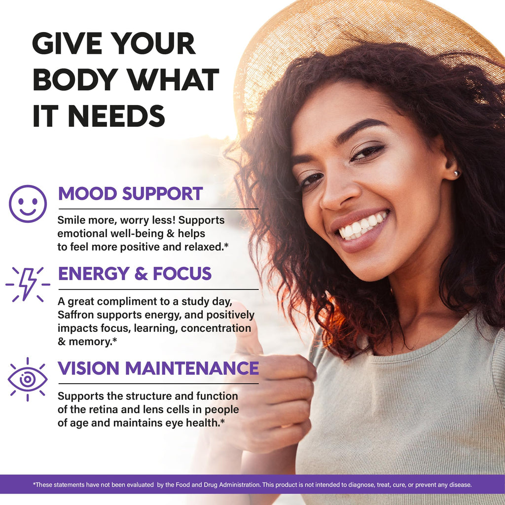 Saffron Supplements - Saffron Extract 88.5mg - Mood & Vision - 180 Capsules | Pure Saffron - Energy Support & Eye Health for Women & Men - Lab Tested - NonGMO Vegan Pills - 180-Day Supply