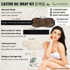 Castor Oil Pack Wrap, Size M-4X, Two Extra 100% Cotton Pads Included