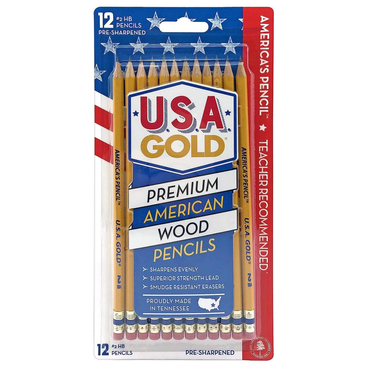 Write Dudes USA Gold Premium Cedar No. 2 Pre-Sharpened Pencils 12-Count (DDR56)