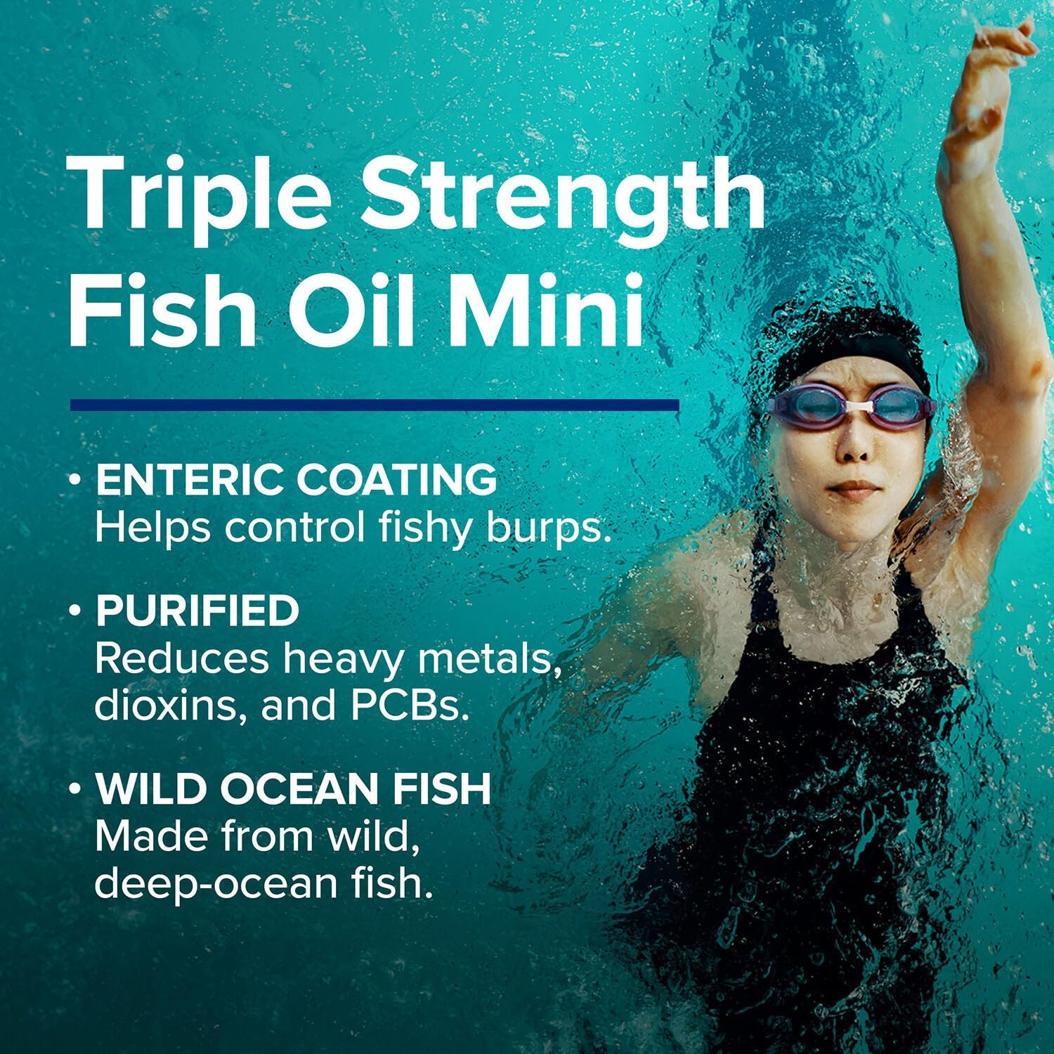 GNC Triple Strength Fish Oil Mini, 1000mg EPA & DHA, 120 Mini Softgels | Provides 1000mg EPA and DHA per Serving to Support Heart, Brain, Skin, Eye, Joint Health, and a Balanced Mood