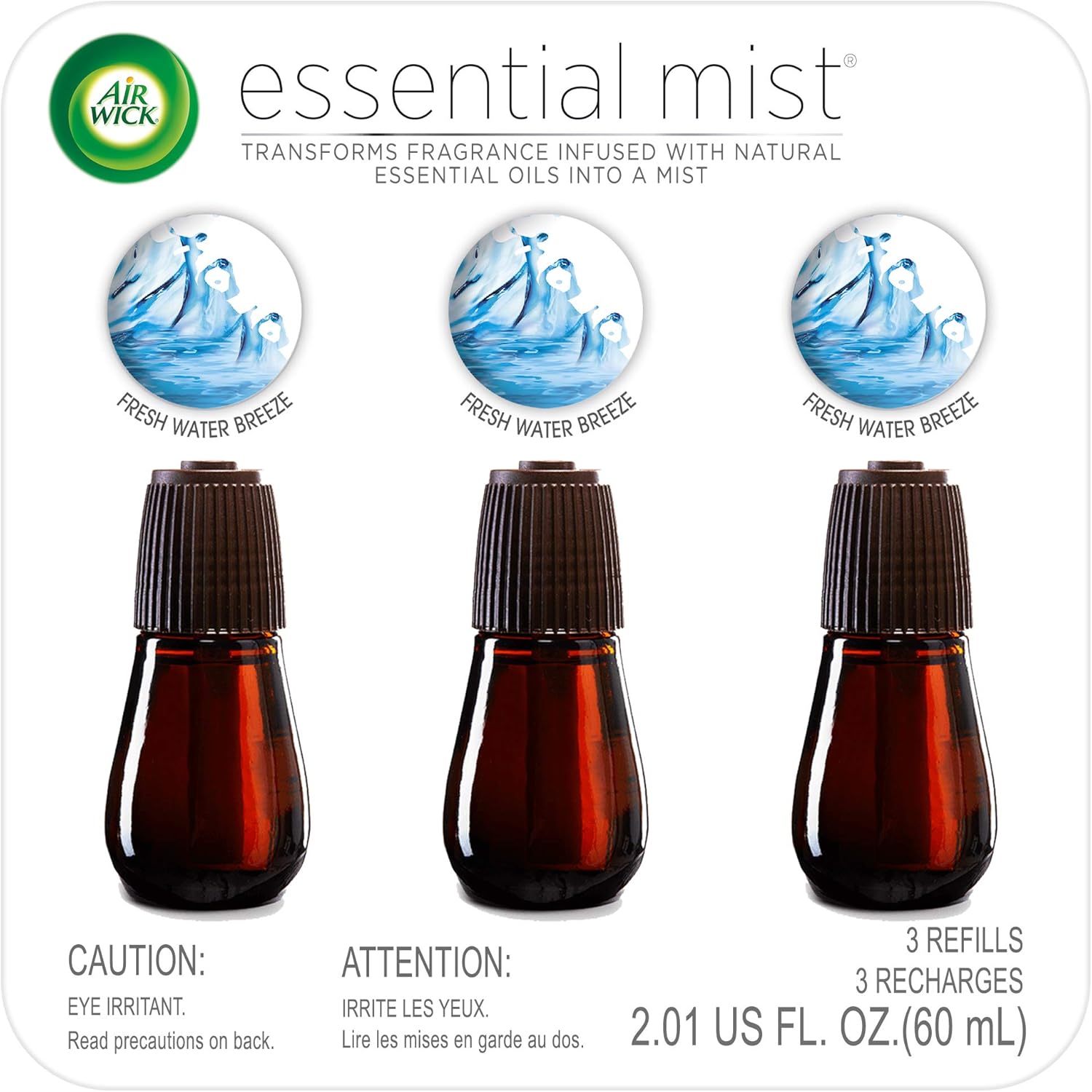 Buy now Air Wick Essential Mist, Essential Oil Diffuser Refill, Lemon Thyme, 1ct, Air Freshener 2.01 Fl Oz (Pack of 3) Fresh Water Breeze at indiglob india