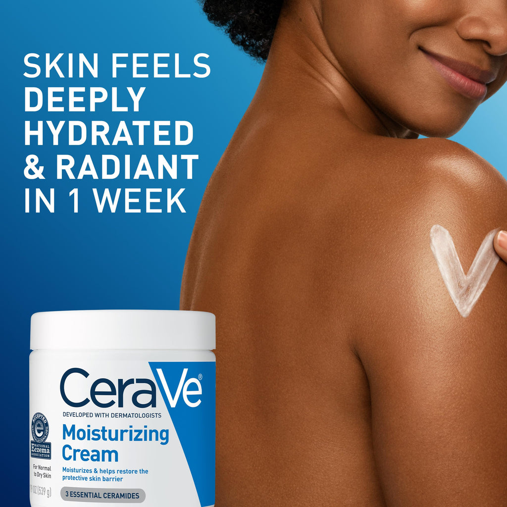 CeraVe Moisturizing Cream, Face Moisturizer & Body Cream, Skin care, 19oz | Hyaluronic Acid For Instant Hydration, Skin Barrier Repair, Ceramide Moisturizer, Fragrance Free, Non-Comedogenic, Daily Use