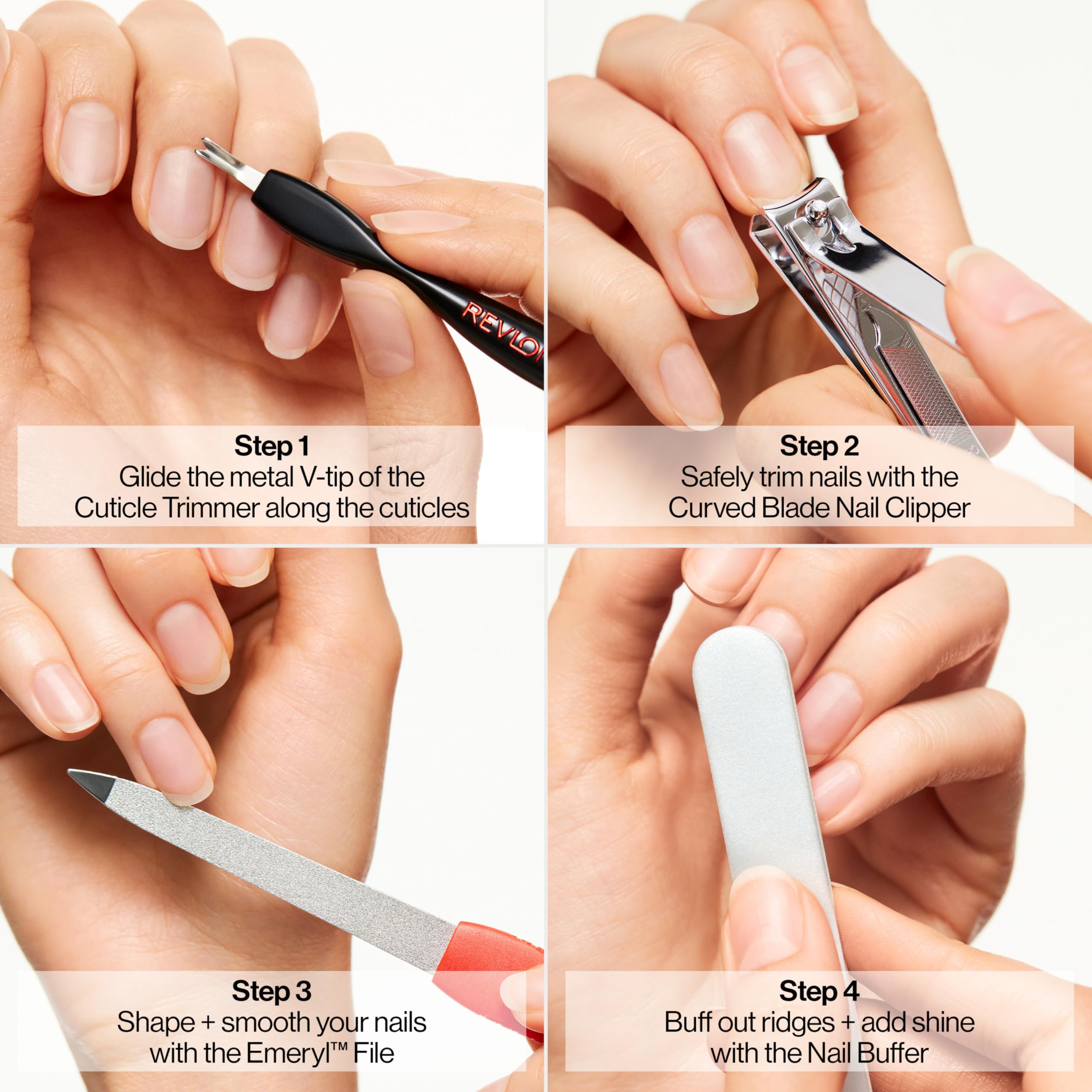Buy now Revlon Manicure Essentials Kit with Travel Case, Nail Care Set with Dual Ended Cuticle Trimmer, Curved Blade Clippers, Compact Emeryl File & Buffer (Pack of 1) at indiglob india
