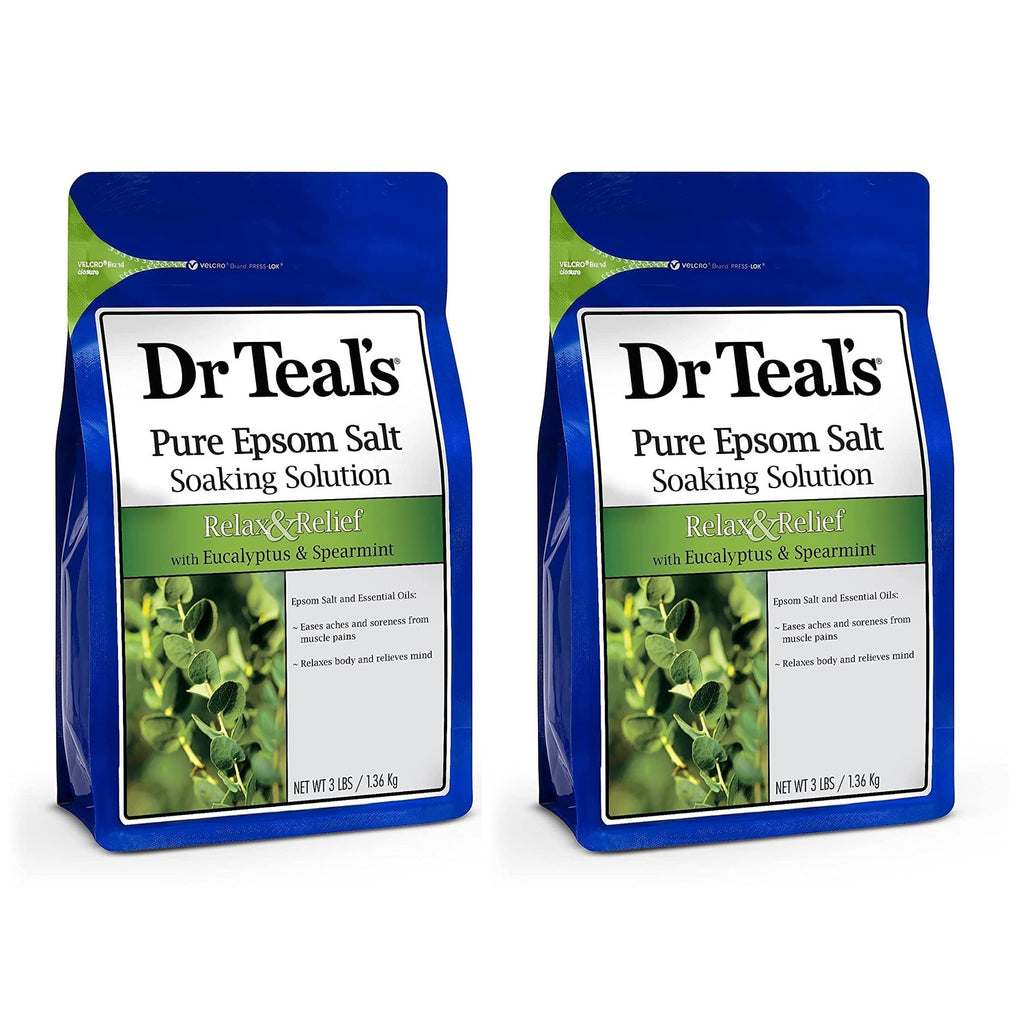 Dr Teal's Epsom Salt Magnesium Soak, Relax & Relief with Eucalyptus & Spearmint Essential Oils, 3 lbs