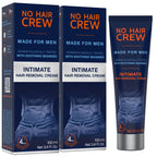 No Hair Crew Intimate/Private At Home Hair Removal Cream for Men - Painless, Flawless, Soothing Depilatory for Unwanted Coarse Male Body Hair, 100ml