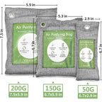 Buy now 12 Pack Bamboo Air Purifying Bag, Activated Charcoal Bags Odor Absorber, Moisture Absorber, Natural Car Air Freshener, Shoe Deodorizer, Odor Eliminators For Home, Pet, Closet (6x50g, 6x150g) at indiglob india