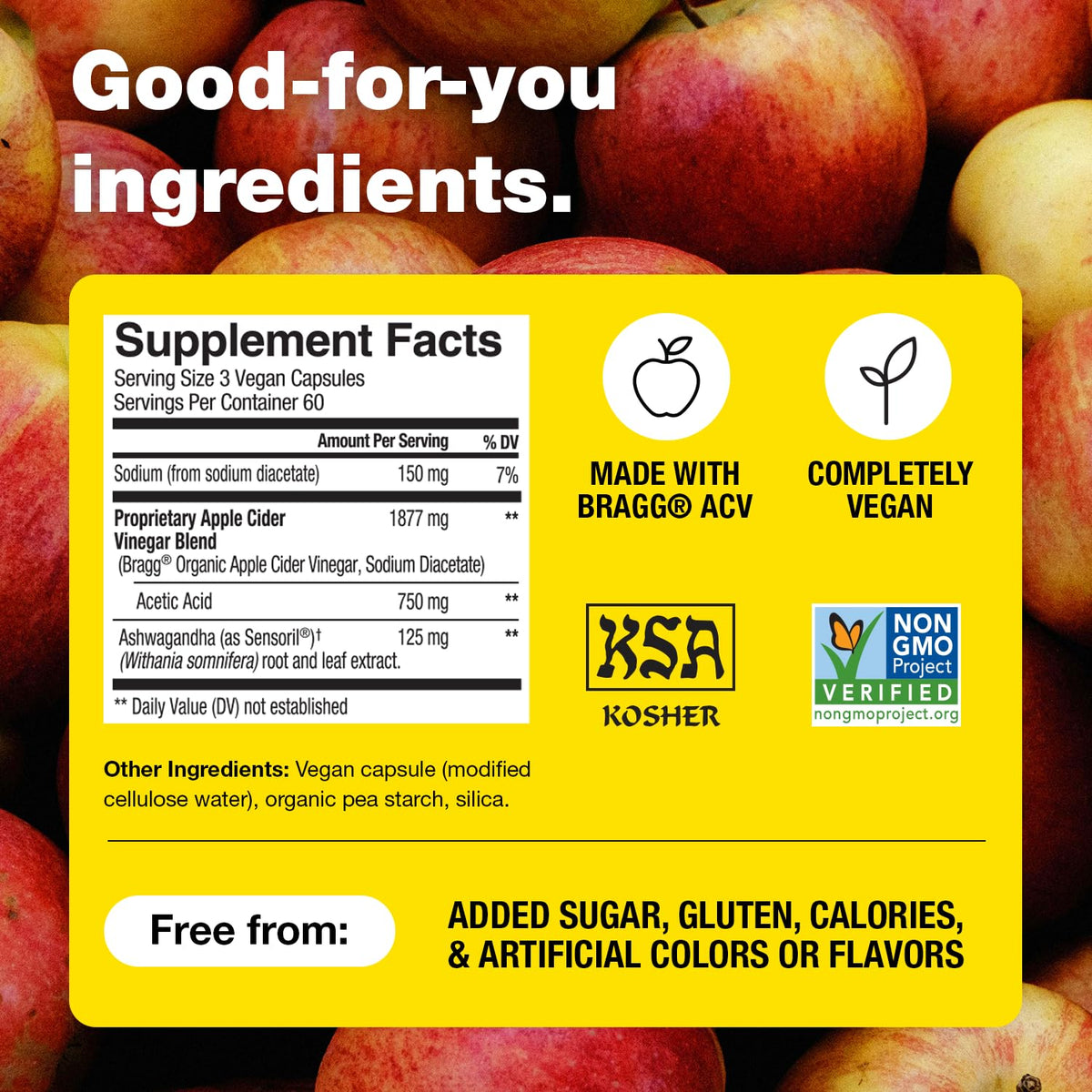 Bragg Balance Apple Cider Vinegar Capsules with Ashwagandha - 90 Capsules