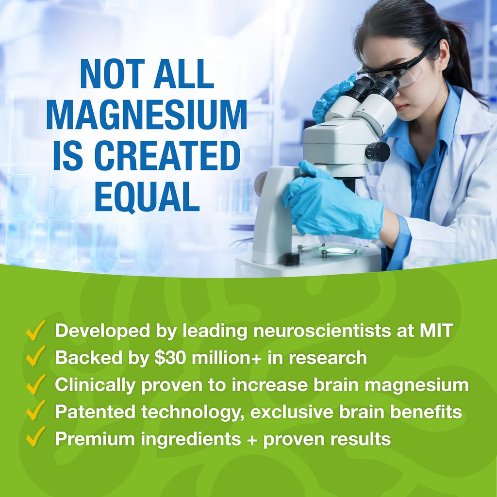 Magtein - Magnesium L-Threonate Supplement, Memory, Focus, Sleep & Brain Health Formula for Men & Women, Cognitive Support for Adults, Clinically Researched - 60 Veg Capsules