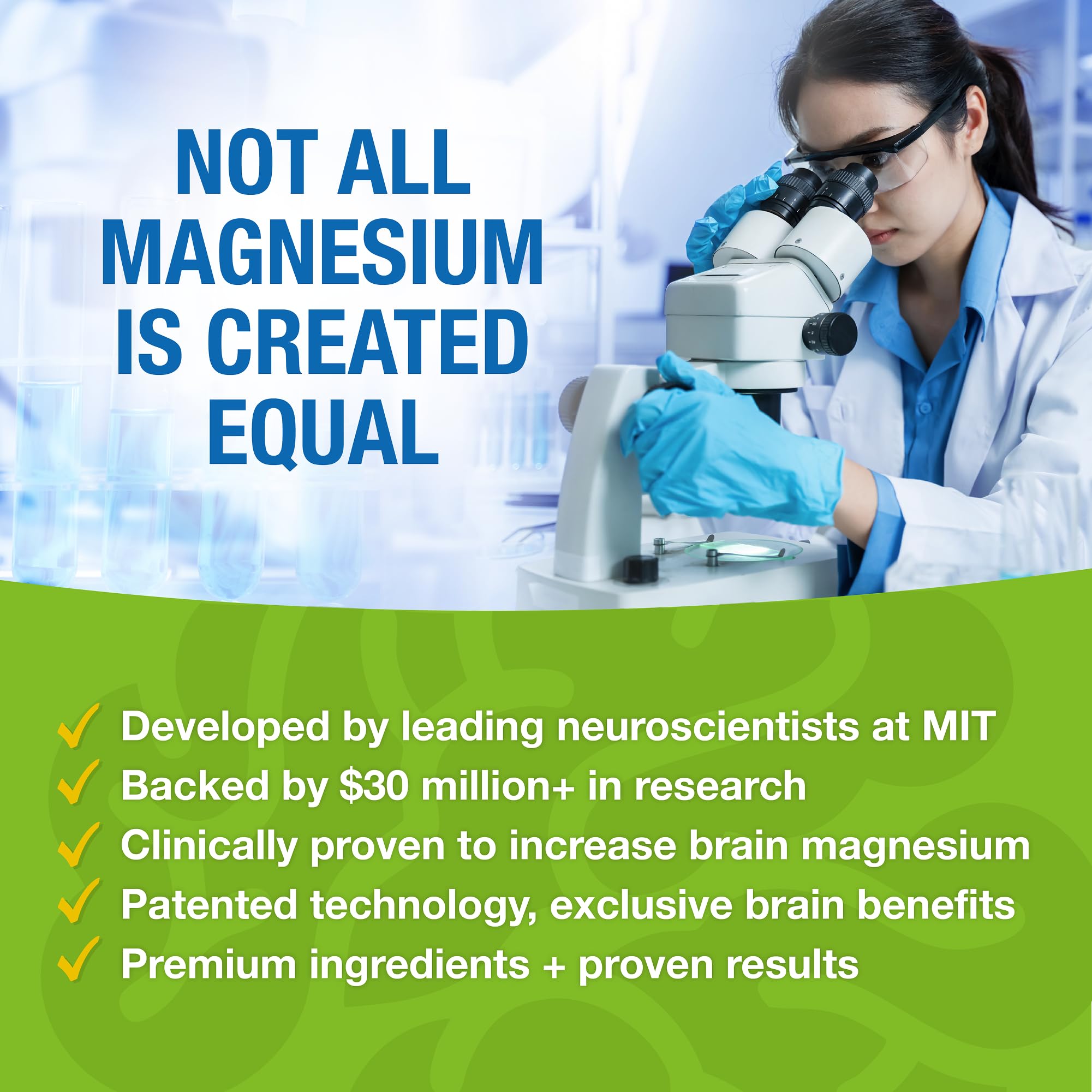 Magtein - Magnesium L-Threonate Supplement, Memory, Focus, Sleep & Brain Health Formula for Men & Women, Cognitive Support for Adults, Clinically Researched - 60 Veg Capsules