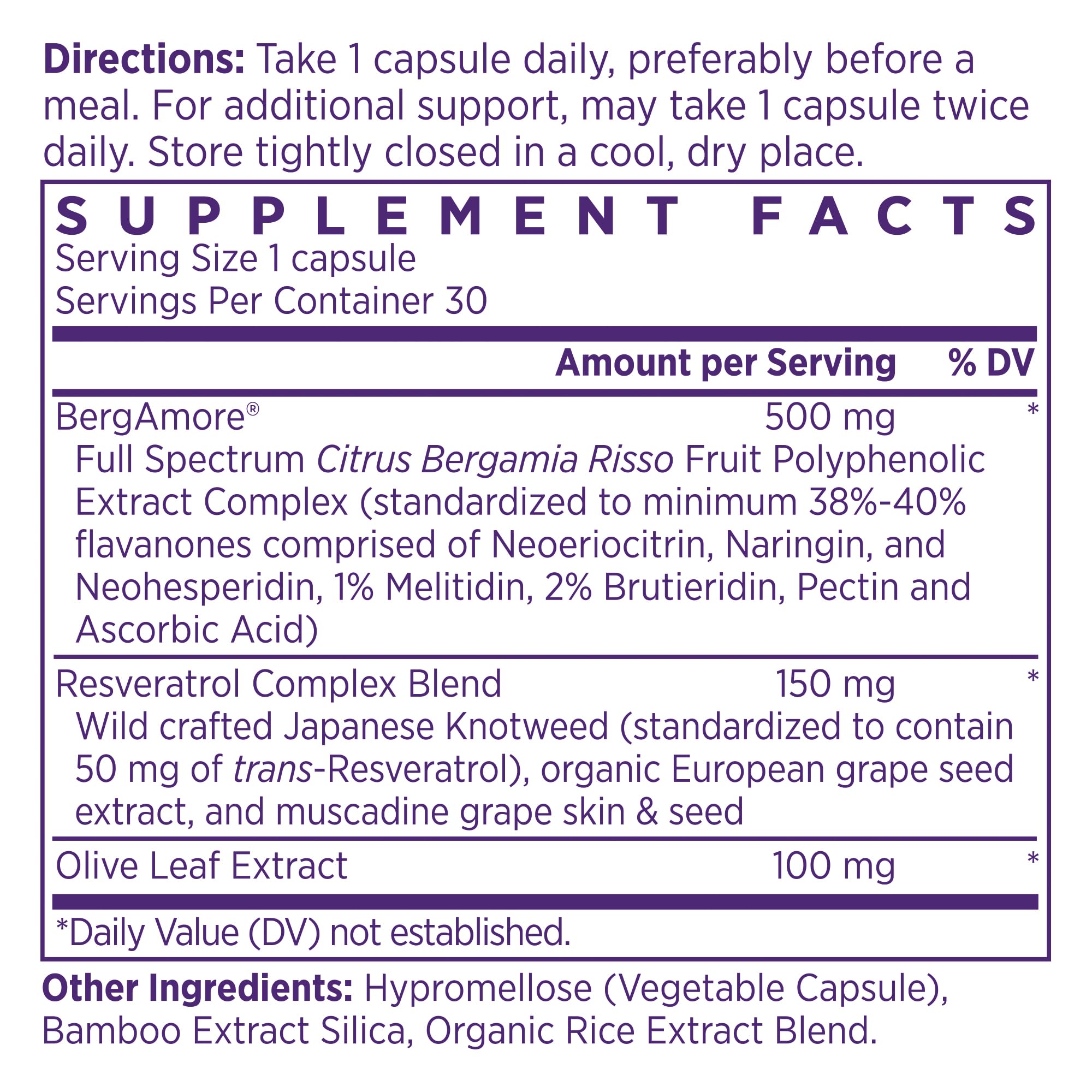 NAOMI Italian Citrus Bergamot 500mg with Resveratrol - Supports Healthy Cholesterol & Triglyceride Levels Already in Normal Range - Patented BergAmore® Extract, 7 Key Polyphenols, 30-Day Supply