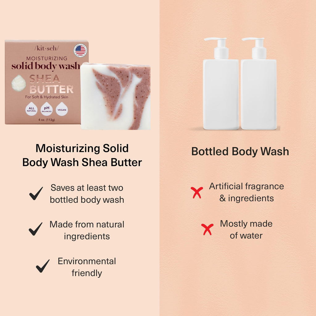 Buy now Kitsch Shea Butter Exfoliating Body Wash Bar â€“ Moisturizing Bar Soap & Gentle Soap Bar with Plant-Based Exfoliants â€“ Hydrates, Softens & Soothes Skin â€“ Paraben, Silicone & Sulfate-Free - 4 oz at indiglob india
