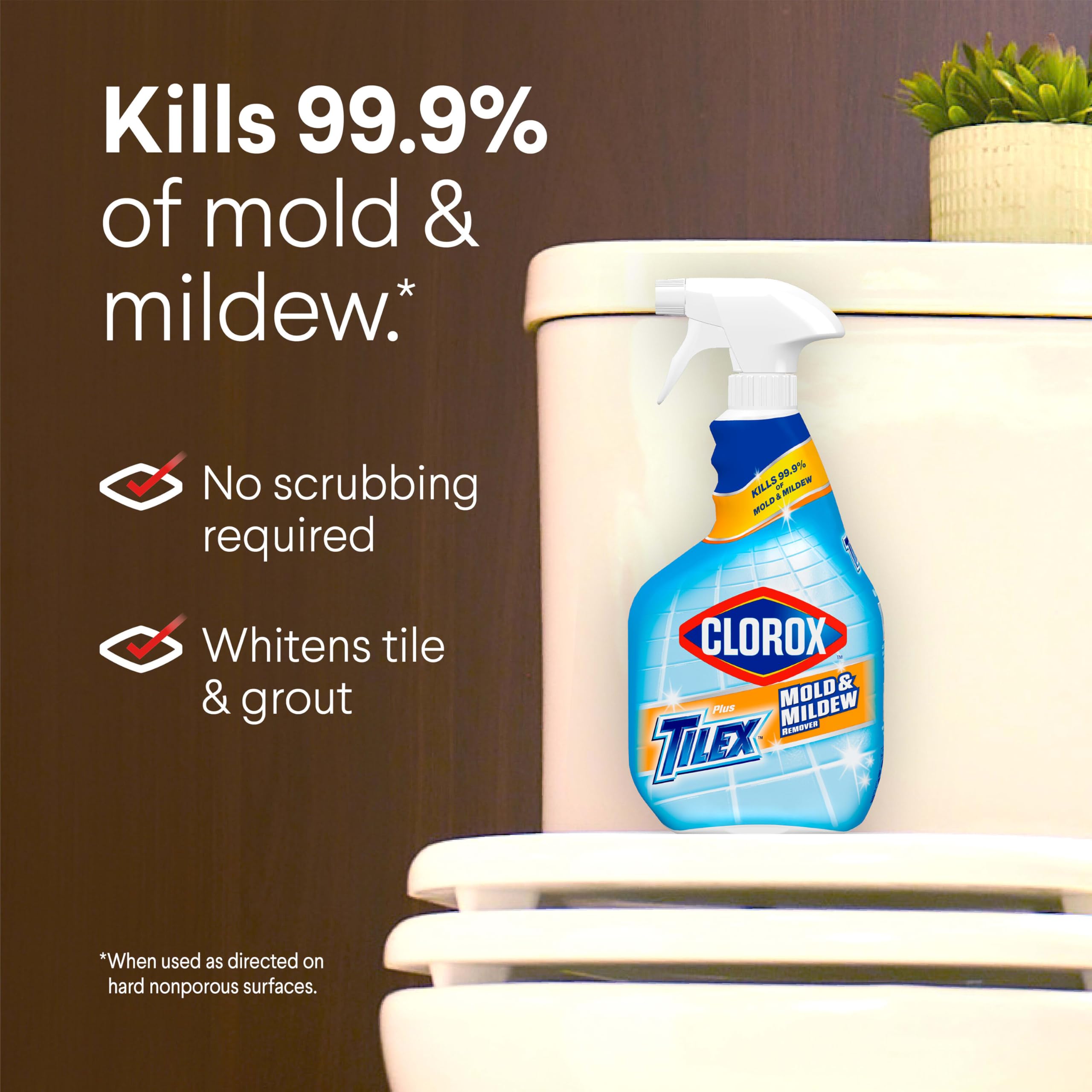 Buy now Clorox Plus Tilex Mold and Mildew Remover with Bleach, Spray Bottle, 32 Fluid Ounces, Unscented, Pack of 3 at indiglob india