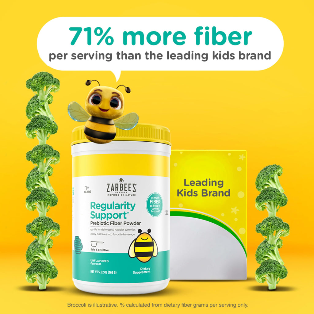 Zarbee's Kids Regularity Support Prebiotic Fiber Powder, 5.82 oz | For Kids & Toddlers Ages 1+ Years, Flavorless, Sugar Free, Gluten-Free, Daily Fiber Supplement