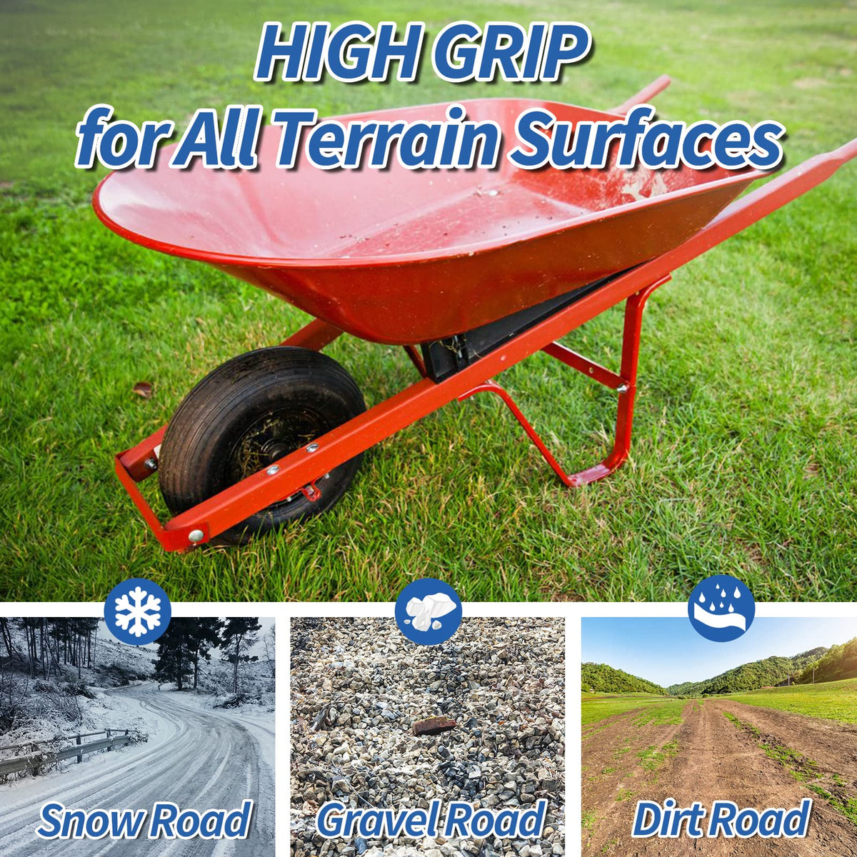 GICOOL 4.00-6 Flat Free Tire and Wheel, 13'' Solid Wheelbarrow Tire, 1 PK
