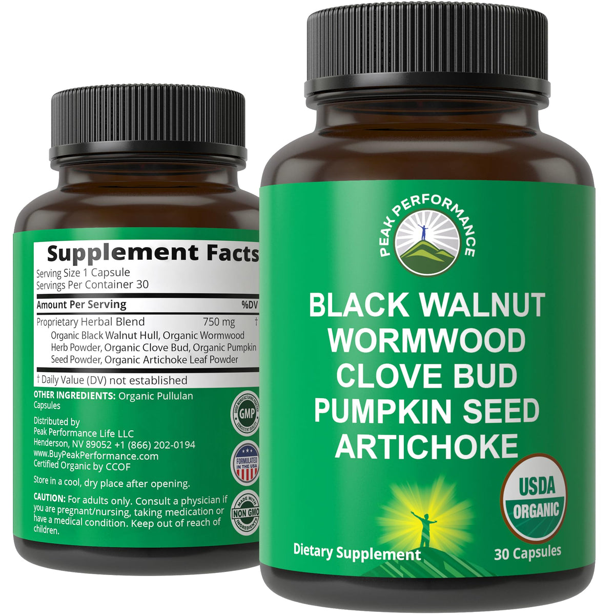 USDA Organic Wormwood Black Walnut Clove Cleanse for Humans Capsules