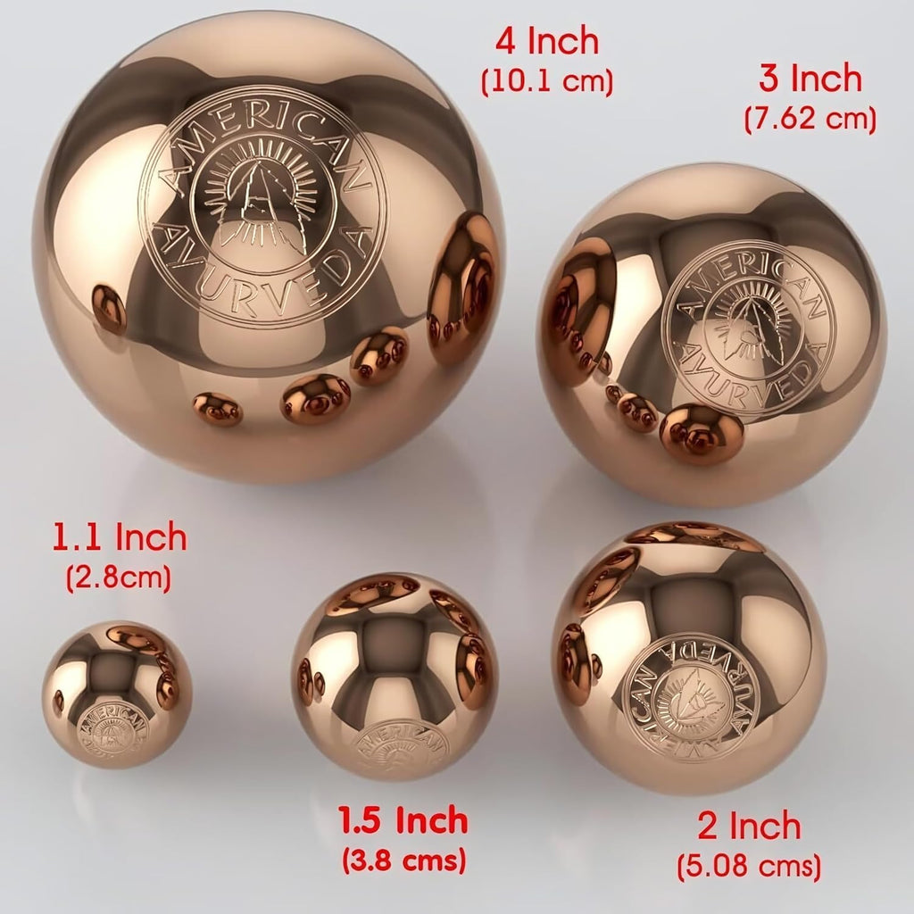 Buy now Pure Copper Ball, Bring Integrity and Clear Thinking with Natural Energy Meditation Dia Orb Sphare, Get Mental Agility Grounding Movement Therapy with Copper Orb - 2 pcs & 2 inches at indiglob india