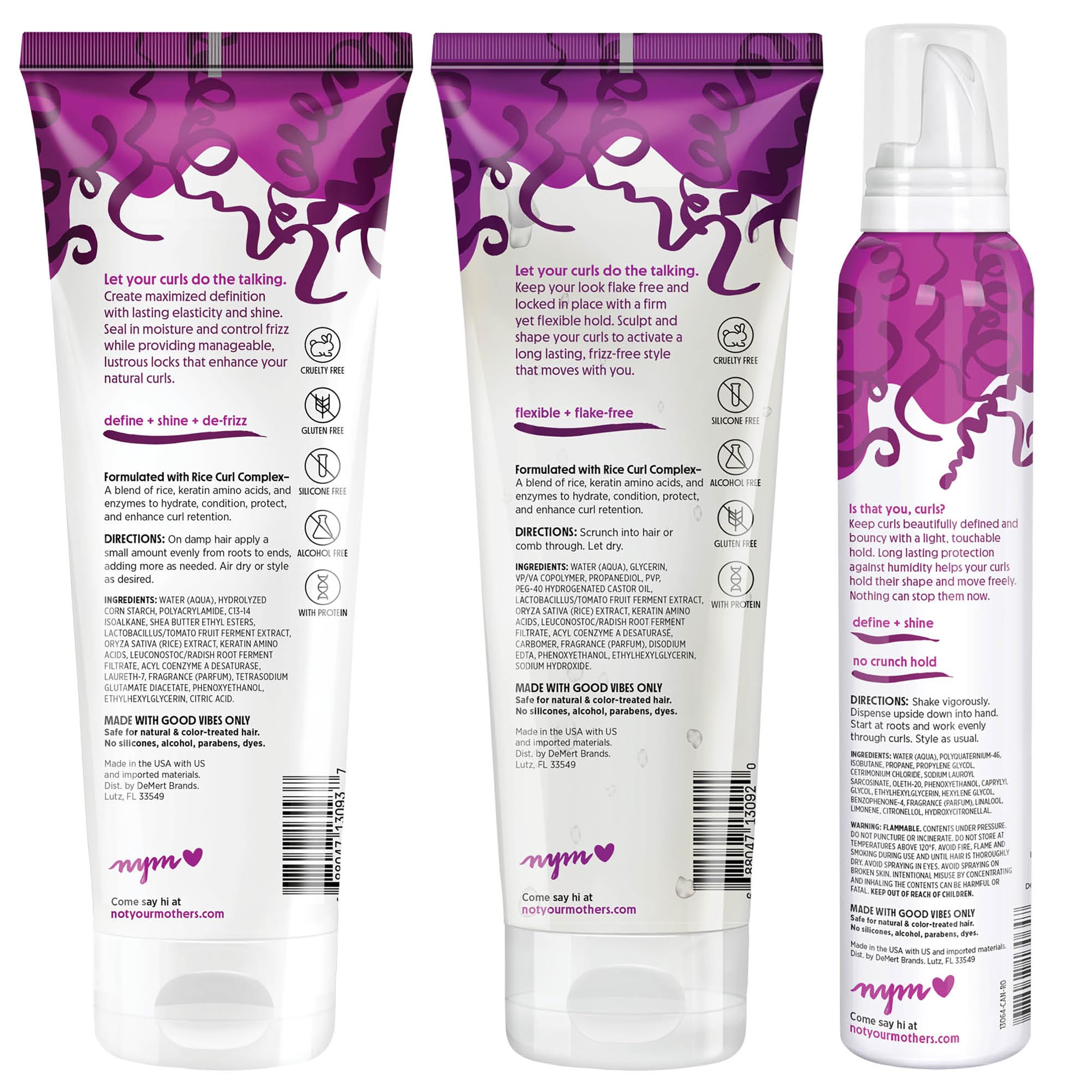 Not Your Mother's Curl Talk Kit, 9.7 fl.oz Defining Cream, 9.7 fl.oz Frizz Control Styling Gel & 7 oz Activating Mousse | Defining Cream, Frizz Control Gel, & Activating Mousse - 9.7 oz Each - Maximize Definition & Control Frizz - Citrus Jasmine